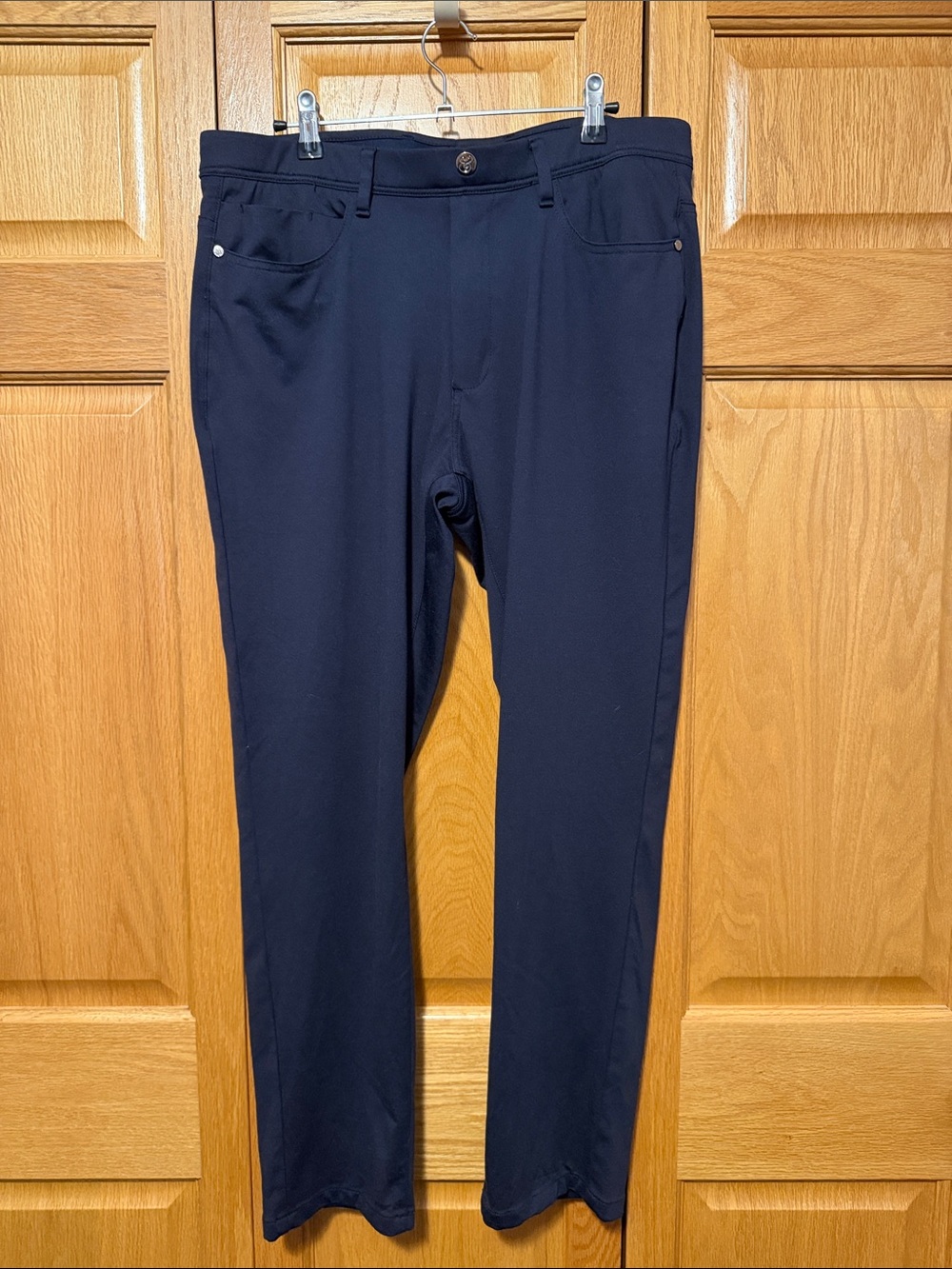 Collars & Co Mens CEO Tech Pull-On Pants Navy Blue 34x30  Business Casual